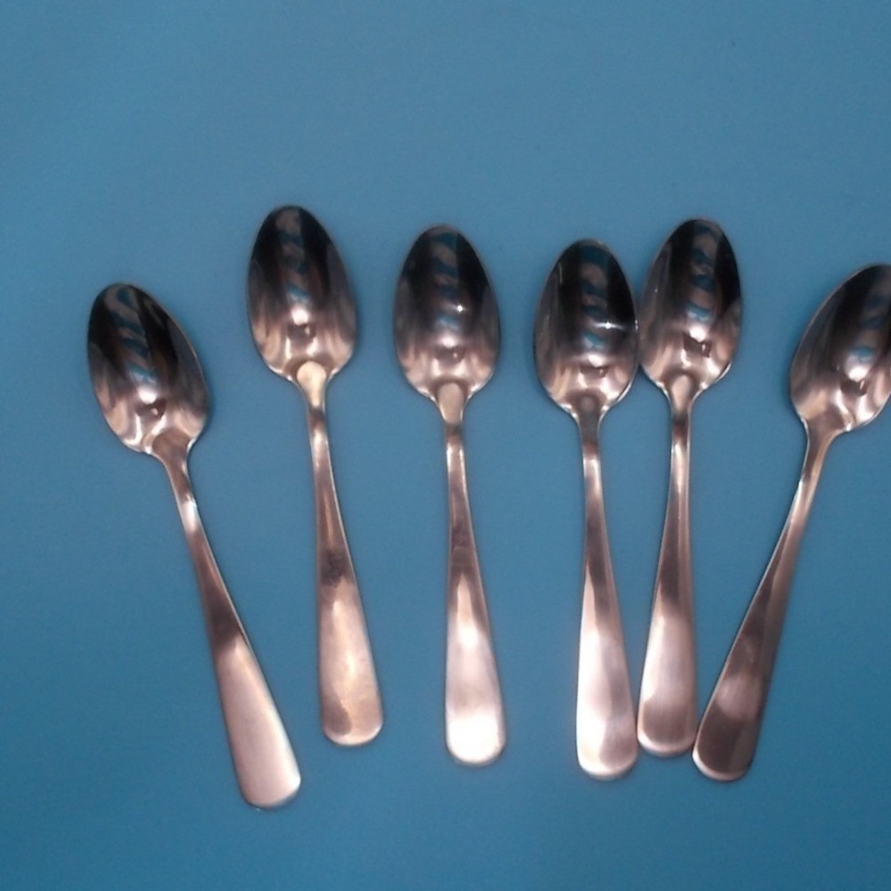 Set of 6 World Stainless Steel Teaspoons Minimalist Modern Silverware Flatware